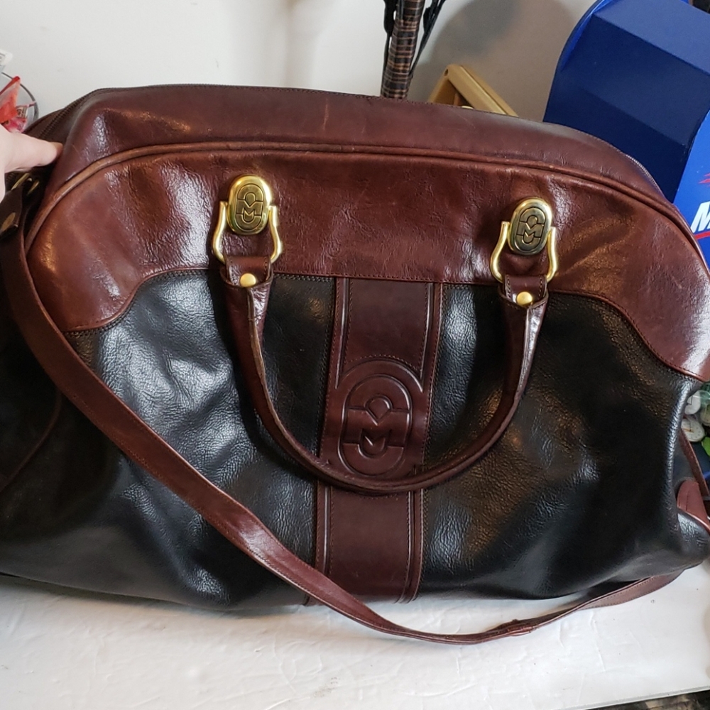 Marino Orlandi Brown and Black Leather Travel Bag